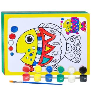 儿童水彩画填色颜料画涂鸦画油画套装益智手工幼儿园画画涂色画卡