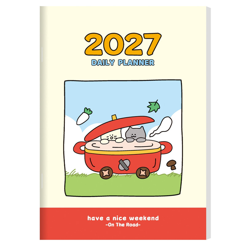2027每日效率规划本全月份日历内页厚实特种纸学生记事打卡成长手账月度计划表卡通手绘内页学生日常打卡本