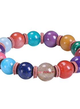 天然发晶紫龙晶蔷薇石组合海蓝宝