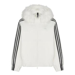 三条纹舞动系列毛绒领保暖绒面外套女秋冬adidas阿迪达斯轻运动