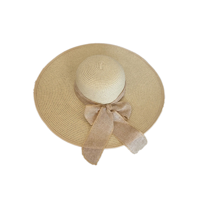 蝴蝶结大帽檐遮阳草帽女夏季2026新款防晒帽海边度假旅游沙滩帽子