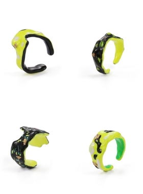 暗黑朋克风不规则手绘滴油戒指