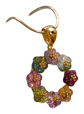 碧玺花朵吊坠新中式国风清新梅花