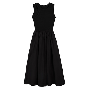 pusumede黑色镂空针织背心连衣裙女夏设计感小众修身显瘦气质裙子