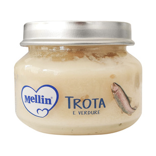 意大利MELLIN美林鳟鱼泥宝宝辅食肉泥婴儿食品高铁鱼泥*4瓶组合装