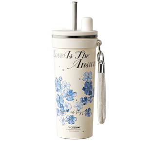 Vanow保温杯吸管女高颜值2026新款大容量车载陶瓷内胆水杯子礼物