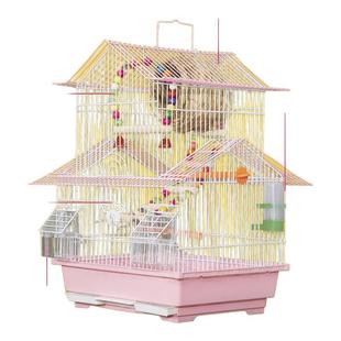 虎皮鹦鹉鸟笼绣眼牡丹文鸟大号别墅小号鸟笼子金属房顶造型观赏笼