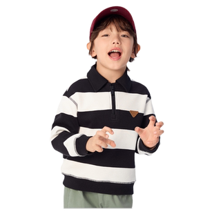 巴拉巴拉儿童卫衣男童女童条纹上衣儿童polo衫春秋款童装宝宝衣服