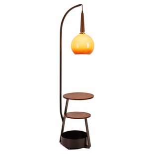 钓鱼落地灯中古创意柚子灯床头柜置物一体复古客厅氛围感灯具