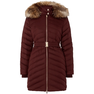 Aquascutum/雅格狮丹女士连帽加厚保暖鹅绒长款羽绒服Q3850EL141