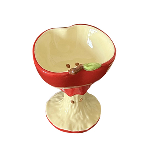 可爱苹果陶瓷杯高脚杯酸奶碗家用喝水杯甜品情侣杯生日礼物送女生