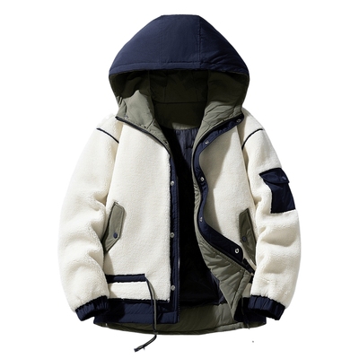 加厚冬季连帽宽松羊羔绒棉衣