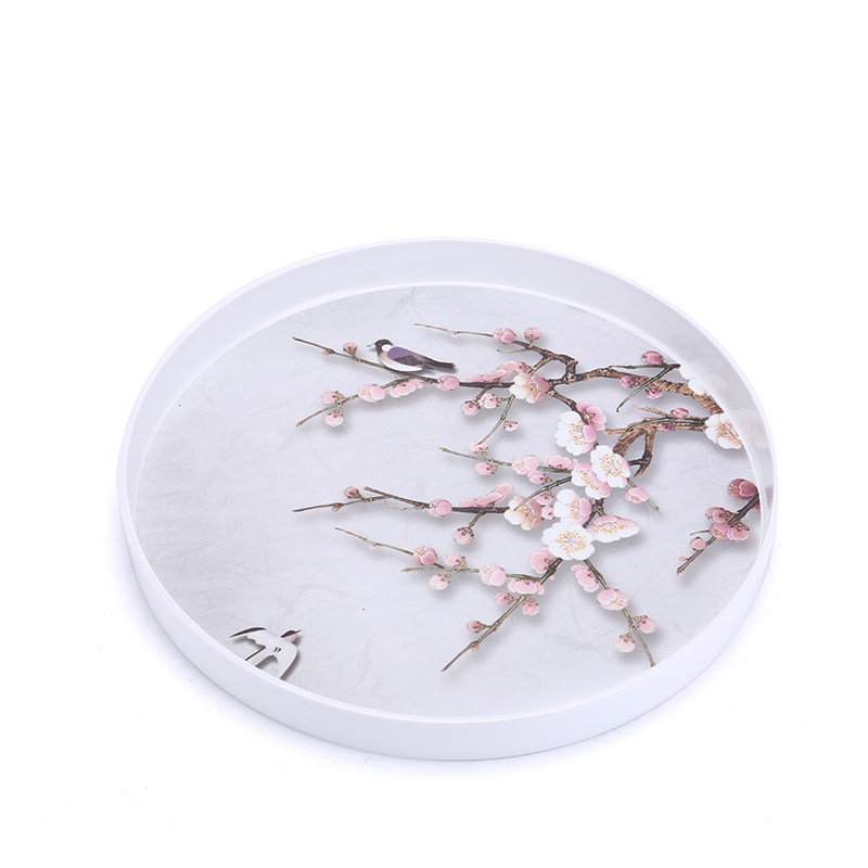 欧式简约茶具盘杯子托盘圆形家用创意水果盘客厅零食点心盘ins盘