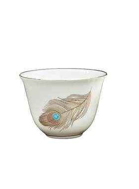 羊脂玉瓷雀悦仿手绘茶杯