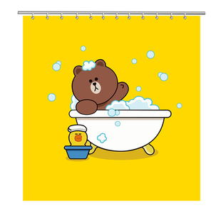 卡通熊浴帘鸡兔装饰挂布卫生间挡水洗澡帘窗帘布料衣柜门遮挡帘子