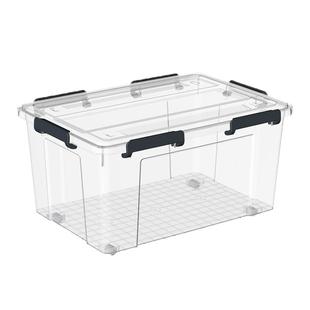 防尘防潮收纳箱带硅胶密封条带轮大号家用透明衣服储物玩具整理箱