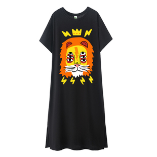 高个子超长款连衣裙纯棉宽松及踝长裙2026新款大码胖mmT恤裙短袖