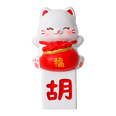 可爱麻将招财猫摆件工位发财装饰