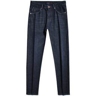 花花公子冬季新款加绒加厚牛仔裤男士宽松直筒保暖商务休闲长裤子