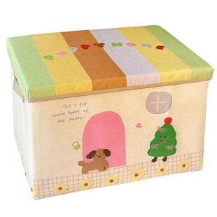 卡通布艺折叠带盖防尘可水洗收纳箱儿童玩具衣服收纳盒车载储物箱