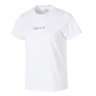 斯凯奇女士半袖官方正品白色快干上衣春季快干T恤衫女款运动半袖