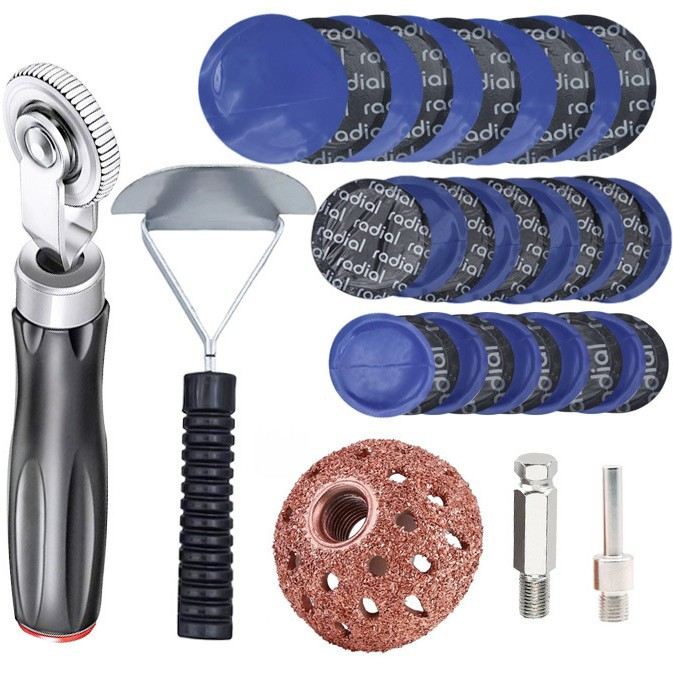 轮胎修理包补胎胶片套装补胎工具轮胎压实修补磨头轮工具套装补胎