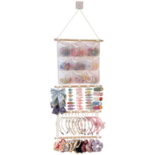 儿童发饰收纳神器挂墙首饰架多功能女童发圈皮筋头绳发夹发箍挂袋