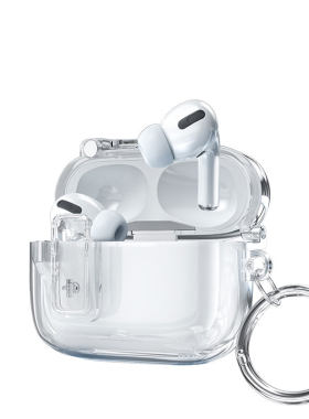 爵位 耳机壳适用于airpodspro2/3/4保护壳苹果耳机保护套透明防摔软壳锁扣自动弹盖F防尘设计带手机支架功能
