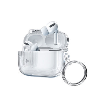 爵位 耳机壳适用于airpodspro2/3/4保护壳苹果耳机保护套透明防摔软壳锁扣自动弹盖F防尘设计带手机支架功能
