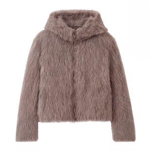 Sun雅乔【蓝莓紫露】2025冬季高档皮草进口芬兰红狐连帽草草外套