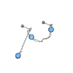 CCTATTOO猪弟家/韩国耳骨钉耳骨链锆石海蓝色浅蓝色超闪螺旋拧球