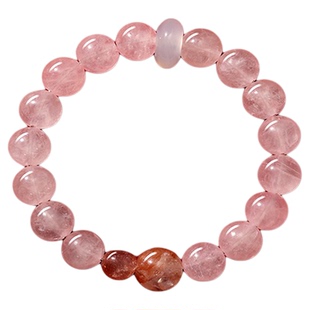 【普陀山正品】粉水晶手串女天然草莓晶粉晶招桃花运轻奢小众手链