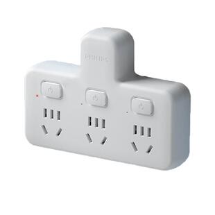 飞利浦一转三无线分控插座86面板多插位转换器不带线插线板/排插