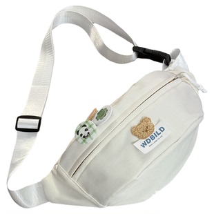 胡子鸡仔可爱小熊胸包日系ins风少女小包包女百搭腰包清新斜挎包