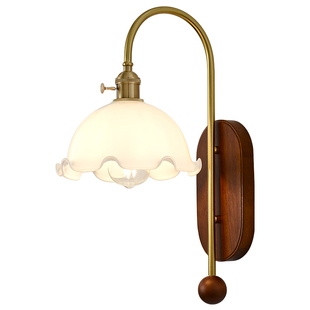 中古风卧室床头墙上壁灯带拉线开关壁灯中式复古客厅过道灯可置物