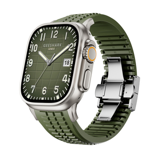 ERFG适用AppleWatch Ultra3绿手雷改装表带苹果S11手表保护壳高拉力S10高级感9硅胶iwatch8男运动腕带49/46mm