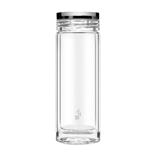 启明缘高端商务玻璃杯男女士通用双层耐热便携水杯加厚隔热泡茶杯