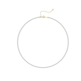 西大班正圆强光2mm极细施家珍珠项链925纯银女小众高级叠戴锁骨链