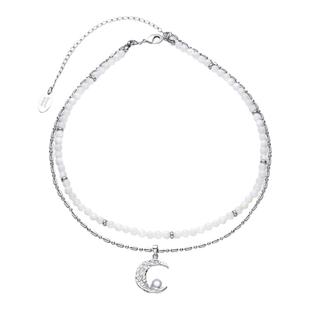 Sweet Wine月牙吊坠双层贝母项链女高级设计感小众礼物实用生日