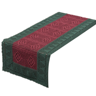 新款外贸圣诞浓郁高级美式乡村复古蕾丝布艺桌布茶几布桌旗盖巾