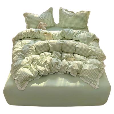 2025新款A类床上四件套纯棉全棉花边被套床单被罩学生宿舍三件套4