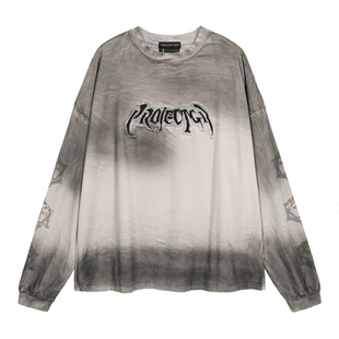 PROJECT G/R快闪限定脏洗磨破做旧高街vibe风男女宽松休闲长袖T恤