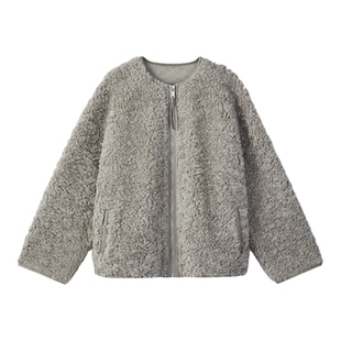 ART CHARACTER/艺符100羊毛外套颗粒绒小圆领女秋冬新款