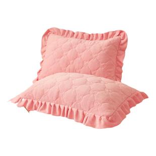 冬季纯色夹棉a类牛奶绒枕套一对装加绒单人48x74cm枕芯内胆套加厚