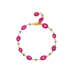 TWOR/手工房粉色蓝宝石坦桑石14kgf手链彩宝手链手饰复古独特礼物