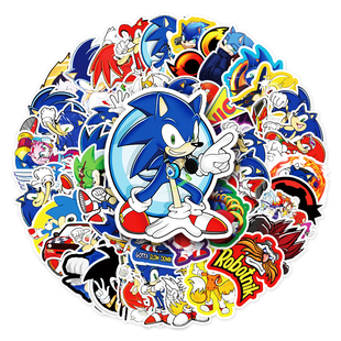 102张索尼克贴纸超音鼠sonic卡通可爱动画儿童文具玩具diy装饰笔记本电脑行李箱手机相册日记本水杯防水贴画