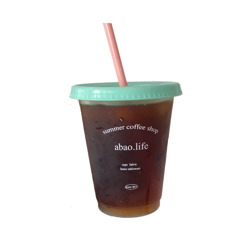 阿宝-原创自制韩风ins小众法式夏日咖啡杯塑料吸管杯大容量随手杯
