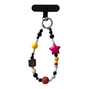 星星手机链彩色手工串珠ins风手提链高端手腕挂饰小众高级感手链原创新款挂链带夹片垫片木质链条包包挂件壳