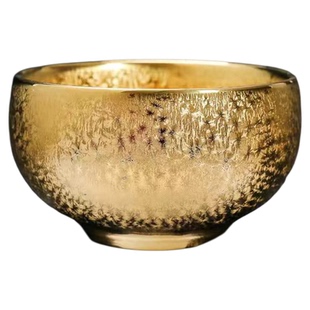 黄金鎏金开窑鎏银杯复古茶杯陶瓷家用茶具主人杯茶盏个人杯茶碗