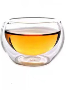 耐热玻璃家用高硼玻璃双层小茶杯